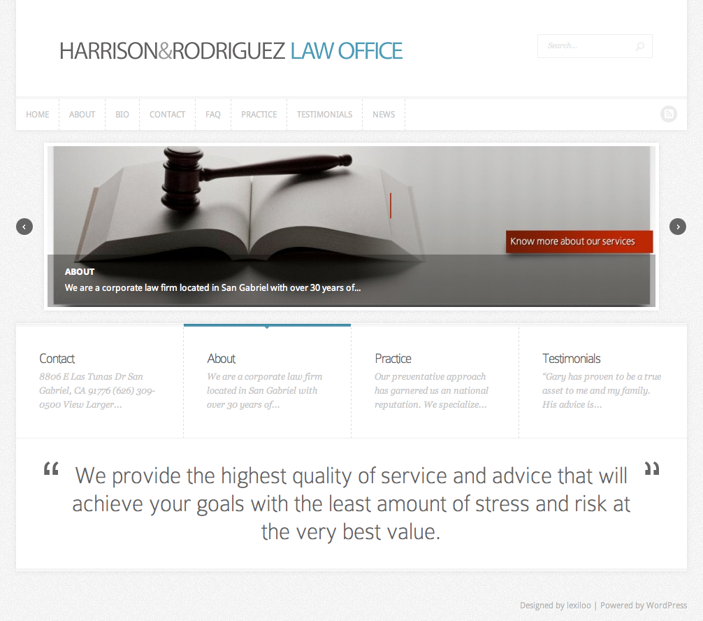 Harrison and Rodrigues Law Office Website