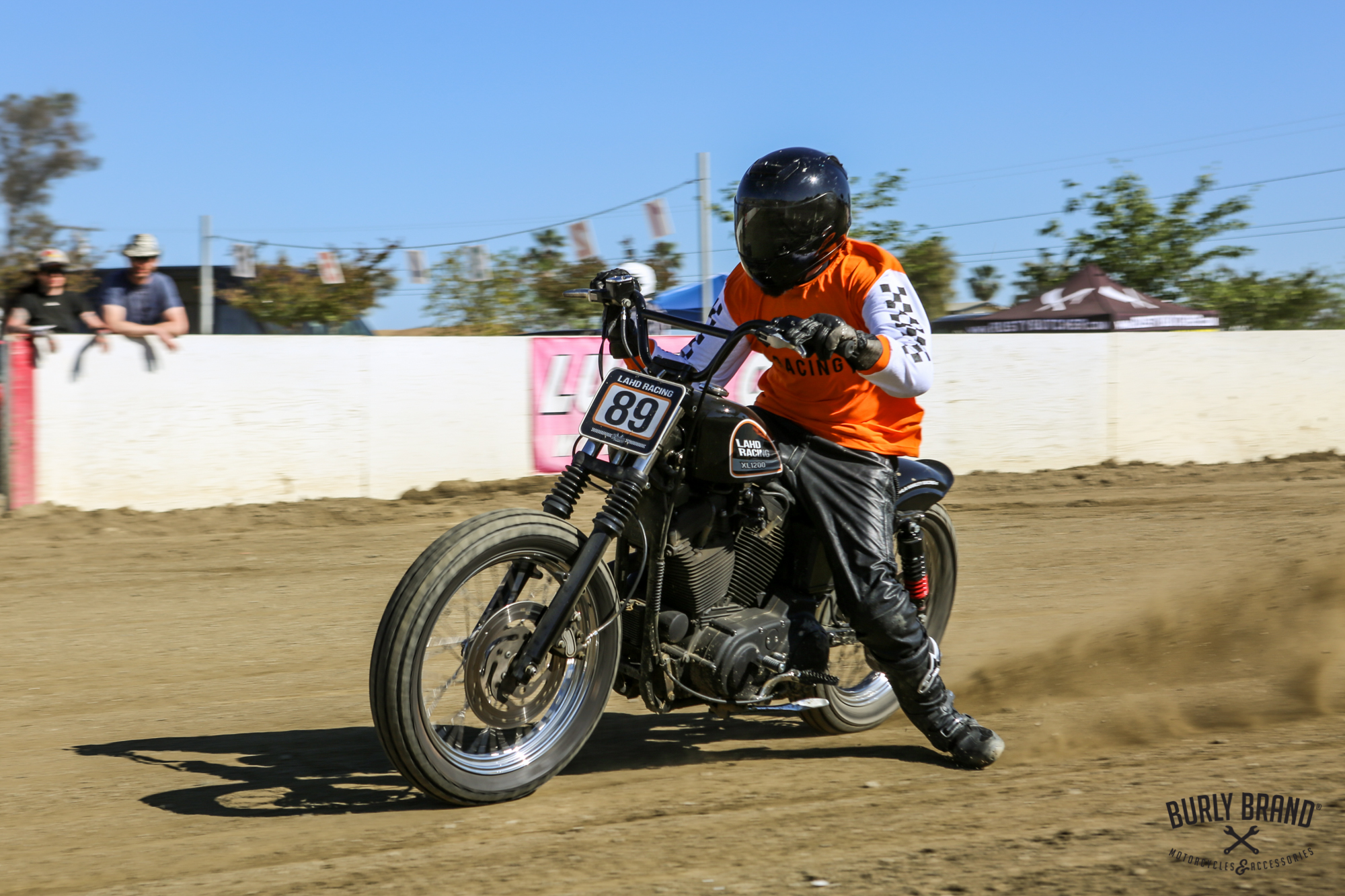 Custom tracker motorcycle in motion