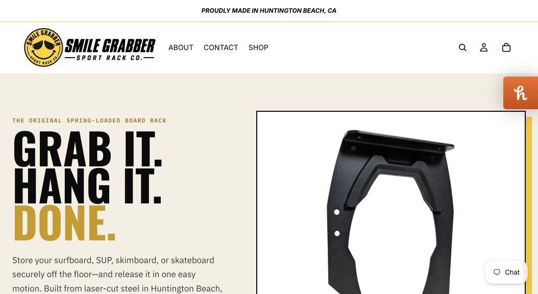 Smile Grabber ecommerce website homepage